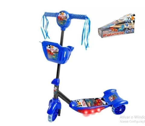 Patinete Azul Corrida com Cestinha 3 Rodas 35KG