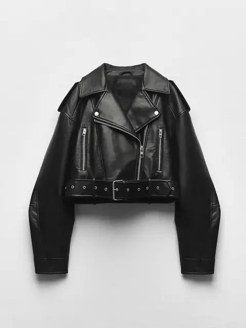 Jaqueta de couro fashion tendência Outono