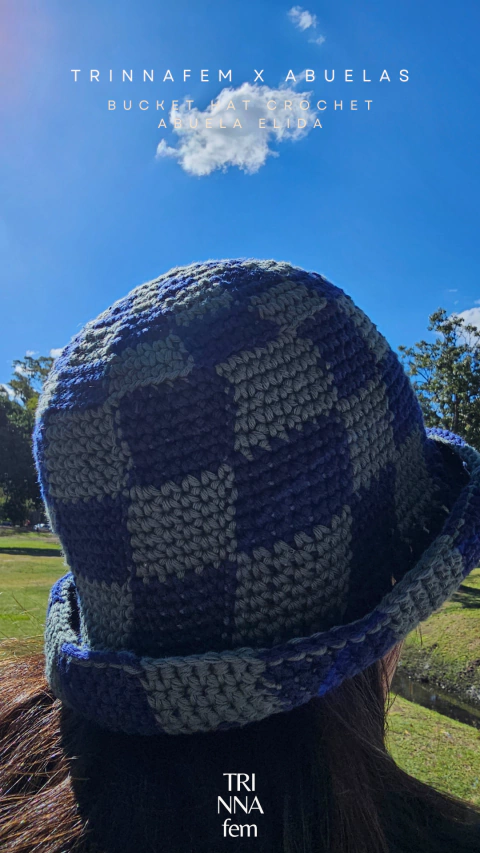 Bucket Hat Crochet Verde & Azul – TrinnaFem x Abuelas - comprar online