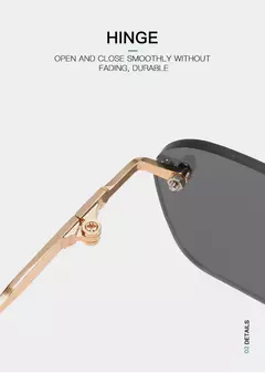 Óculos de sol retângulo lente transparente, óculos fashion sem aro para mulheres design de marca na internet