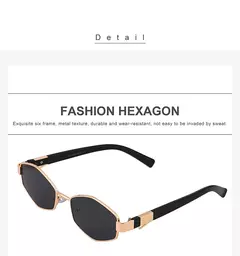 Sexy pequeno quadro hexágono óculos de sol feminino com corrente 2025 marca luxo designer punk óculos de sol para senhoras tons gafas de sol - comprar online