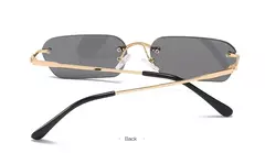 Óculos de sol retângulo lente transparente, óculos fashion sem aro para mulheres design de marca - GT SHOP