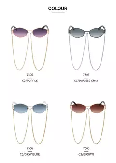 Sexy pequeno quadro hexágono óculos de sol feminino com corrente 2025 marca luxo designer punk óculos de sol para senhoras tons gafas de sol - loja online