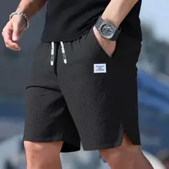 Shorts masculinos, calças casuais masculinas, shorts de praia masculinos, shorts esportivos masculinos, novo tecido texturizado elegante, calças respiráveis, adequados para uso casual diário e esportes