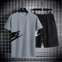 2025 nova tendência da moda masculina verão conjunto de camiseta de manga curta, esportes casuais fitness correndo shorts conjunto, conjunto de duas peças, fashiona - loja online