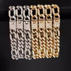 Hip Hop Iced Out Prong Cadeia Link Cubano Tornozeleira para Mulheres, Ouro, Cor Prata, Losango, Tornozeleiras, Pulseira, Jóias da Moda - GT SHOP