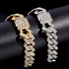 Hip Hop Iced Out Prong Cadeia Link Cubano Tornozeleira para Mulheres, Ouro, Cor Prata, Losango, Tornozeleiras, Pulseira, Jóias da Moda - comprar online
