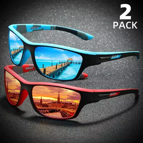 Óculos de sol envoltórios polarizados, 2 peças, para homens e mulheres, pesca, proteção uv, perfeito para esportes ao ar livre, viagens, direção