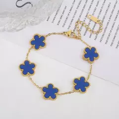 Clássico de aço inoxidável venda quente trevo dourado pulseira ajustável luxo cinco folhas flor pulseira jóias para presente feminino - comprar online