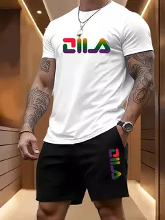 Terno esportivo de praia de verão masculino casual ao ar livre basquete esportes confortável conjunto de duas peças com moda solta camiseta e shorts