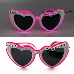 Imagem do Led apenas casado óculos de casamento noiva para ser surpresa presente casal óculos lembranças brilhantes coração óculos de sol casados