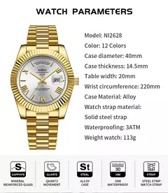 Nibosi marca original relógios de quartzo aço inoxidável para homens luxo data exibição luminosa moda relógio masculino relogios masculino - comprar online