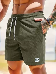 Verão masculino veludo shorts casual leve solto ajuste praia board shorts calças curtas - comprar online