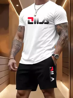 Terno esportivo de praia de verão masculino casual ao ar livre basquete esportes confortável conjunto de duas peças com moda solta camiseta e shorts - comprar online