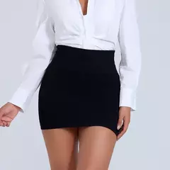 Mulheres com nervuras sexy cintura alta mini saia fina, versátil para escritório lápis saia cor sólida macio elástico saia curta toda a temporada - comprar online