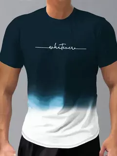 Imagem do Manga curta masculina verão ao ar livre respirável em torno do pescoço camiseta manga curta clássico padrão de listra tamanho grande solto curto masculino