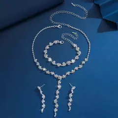 4 peças moda feminina geométrica flor colar brincos pulseira conjunto de joias festa de casamento festival presente-8073 na internet