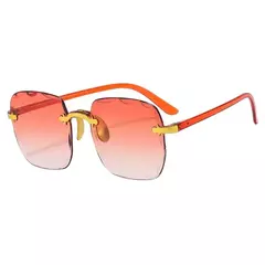 Óculos de sol sem aro quadrado para mulheres e homens, óculos de sol gradiente UV400 Shades, designer de luxo, moda verão
