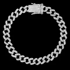 Hip Hop Iced Out Prong Cadeia Link Cubano Tornozeleira para Mulheres, Ouro, Cor Prata, Losango, Tornozeleiras, Pulseira, Jóias da Moda