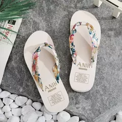 Bohemian Satin Ribbon Flip Flop para mulheres, sandálias femininas de verão, sapatos de praia, sandália simples de lazer, feminina, EVA, 2024 na internet