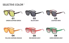 Imagem do Óculos de sol piloto vintage feminino oversized quadrado quadro ponte dupla designer tons preto luxo moda óculos de sol