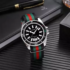 Novo relógio de calendário com pulseira de nylon masculina da moda, luxuoso e simples relógio de quartzo com luz noturna para homens e mulheres de negócios na internet