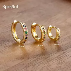 3 pçs/set Brincos de Argola Minimal de Aço Inoxidável Cristal Zircônia Pequeno Huggie Helix Tragus Cartilagem Brincos Piercing Jóias na internet