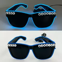 Led apenas casado óculos de casamento noiva para ser surpresa presente casal óculos lembranças brilhantes coração óculos de sol casados - GT SHOP