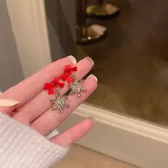 Novo laço vermelho nó flocos de neve brinco para mulheres natal papai noel boneco de neve brincos meninas jóias de natal presentes na internet