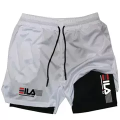 Calções esportivos dois em um masculinos respirável casual de secagem rápida shorts de camada dupla verão correndo calças esportivas M-3XL - GT SHOP