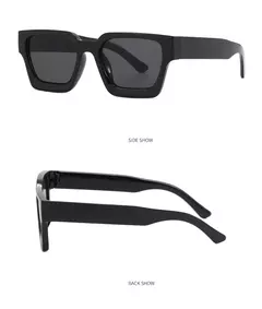 Imagem do 2 pçs nova armação quadrada óculos de sol mulher grande quadro design óculos de sol feminino lente preta estilo simples uv400 oculos