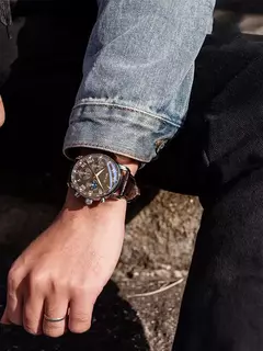 Imagem do Relógio casual marrom negócios masculino, pulseira de couro, quartzo, relógios de pulso, negócio, moda