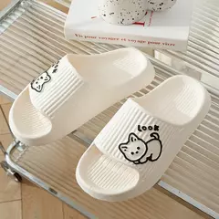 Imagem do Moda gato feminino masculino chinelos interior bonito dos desenhos animados unisex slides banheiro antiderrapante sandálias leves família macio adorável casa sapatos