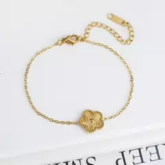 Clássico luxo pulseira de aço inoxidável para as mulheres, ajustável 5 pulseiras florais, nova moda, festa jóias, presentes trevo para senhoras - loja online