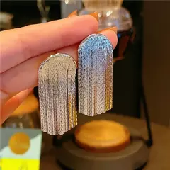 Brinco de declaração de moda longa declaração cor dourada bling borla brincos para mulheres casamento diário pingente jóias presentes