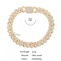 Hip Hop Iced Out Prong Cadeia Link Cubano Tornozeleira para Mulheres, Ouro, Cor Prata, Losango, Tornozeleiras, Pulseira, Jóias da Moda - loja online