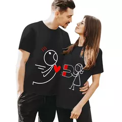 Dia dos namorados mulher camiseta verão manga curta camiseta feminina unisex amante dos desenhos animados casal kawaii roupas topos - comprar online