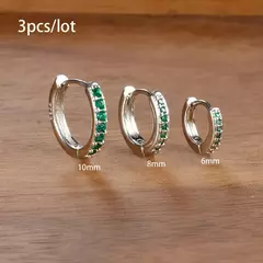 3 pçs/set Brincos de Argola Minimal de Aço Inoxidável Cristal Zircônia Pequeno Huggie Helix Tragus Cartilagem Brincos Piercing Jóias - comprar online