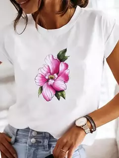 Roupas femininas verão t gráfico camiseta casual impressão moda flor aquarela roupas de manga curta - GT SHOP