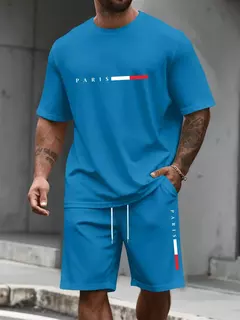 Fato de treino masculino 2 peças ? O-pescoço camisa de manga curta shorts definir terno de corrida masculino plus size t camisas homem roupas verão camiseta - comprar online