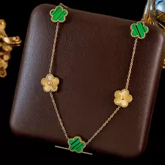 Ganemly 316l aço inoxidável branco flor de ameixa planta folha flor conjunto reversível colar brincos pulseira feminino trevo jóias na internet