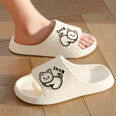 Moda gato feminino masculino chinelos interior bonito dos desenhos animados unisex slides banheiro antiderrapante sandálias leves família macio adorável casa sapatos - GT SHOP