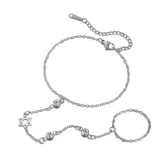 Skyrim estrela de david chai claro zircão dedo pulseira feminina aço inoxidável cor ouro pulseiras amuleto jóias judaicas presente - comprar online