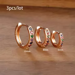 3 pçs/set Brincos de Argola Minimal de Aço Inoxidável Cristal Zircônia Pequeno Huggie Helix Tragus Cartilagem Brincos Piercing Jóias na internet
