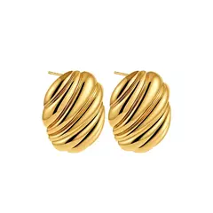 Moda de aço inoxidável multicamadas círculo torção nó brincos para mulheres textura cor misturada banhado a ouro brinco de declaração bijoux - GT SHOP