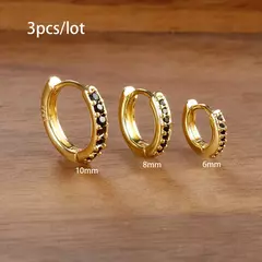 3 pçs/set Brincos de Argola Minimal de Aço Inoxidável Cristal Zircônia Pequeno Huggie Helix Tragus Cartilagem Brincos Piercing Jóias - comprar online