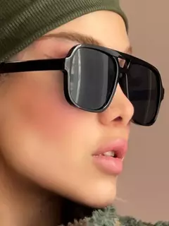 Óculos de sol piloto vintage feminino oversized quadrado quadro ponte dupla designer tons preto luxo moda óculos de sol na internet