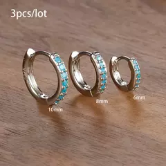 3 pçs/set Brincos de Argola Minimal de Aço Inoxidável Cristal Zircônia Pequeno Huggie Helix Tragus Cartilagem Brincos Piercing Jóias