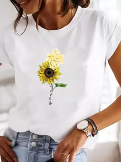 Roupas femininas verão t gráfico camiseta casual impressão moda flor aquarela roupas de manga curta - comprar online