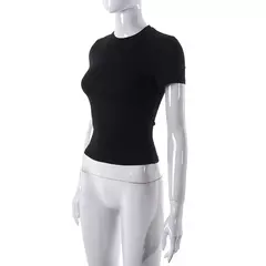 2024 primavera nova manga curta camiseta feminina sólida simples casual macio all-match quente básico colheita topos t moda verão - comprar online